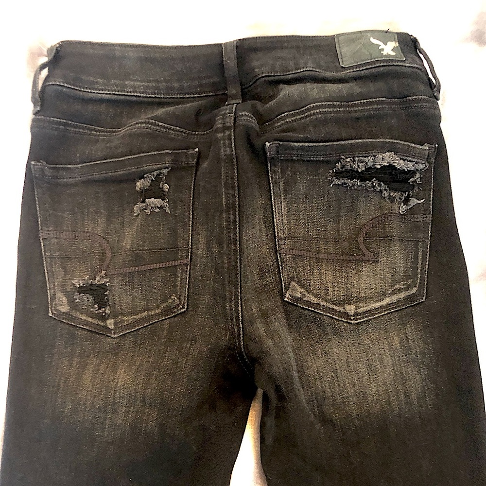 🚫SOLD🚫American eagle super stretch skinny distressed grey/black jeans